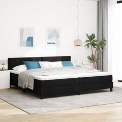 Κρεβάτι με ελατήρια με κεφαλάρι Μαύρο 200 x 200 cm ύφασμα 3342312