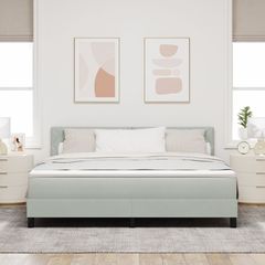 LED Κρεβάτι με βάθρο Ανοιχτό γκρι 180 x 200 cm Βελούδο 3342734