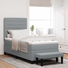 Κρεβάτι με ελατήρια Ανοιχτό γκρι 100 x 200 cm ύφασμα 3343967
