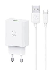 USAMS φορτιστής τοίχου SCXLTZ03 με καλώδιο Lightning, USB, 18W, λευκός