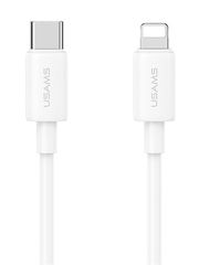 USAMS καλώδιο Lightning σε USB-C US-SJ712, 30W, 480Mbps, 1m, λευκό