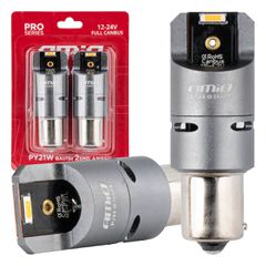 Λαμπακια PY21W BAU15s 12/24V 6.000K 2xSMD Led Full CAN-BUS(ΜΕ ΑΝΕΜΙΣΤΗΡΑΚΙ) Πορτοκαλι Pro Series Amio - 2 Τεμ.