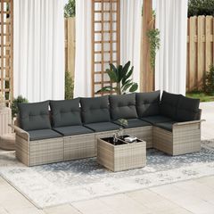 Σετ Καναπέ Κήπου με μαξιλάρι 7 pcs Ανοιχτό γκρι συνθετικό ρατάν 3345392