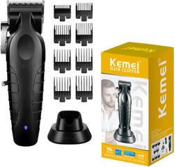 Kemei Επαγγελματική Επαναφορτιζόμενη Κουρευτική Μηχανή Μαύρη KM-2296