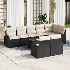 Σετ Καναπέ Κήπου Μαύρο και Κρέμα 55 x 55 x 37 εκ 3346097
