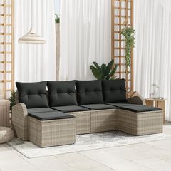Σετ Καναπέ Κήπου με μαξιλάρι 6 pcs Ανοιχτό γκρι Πολυ Ρατάν 3346152