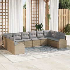 Σετ Καναπέ με μαξιλάρι 10 pcs Μπεζ Πολυρατάν 3346220