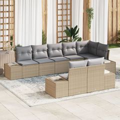 Σετ Καναπέ Κήπου 8 pcs Μπεζ και Γκρι συνθετικό ρατάν 3347110