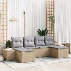 Σετ Καναπέ Κήπου με μαξιλάρι 6 pcs Μπεζ συνθετικό ρατάν 3347170