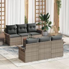 Σετ Καναπέ Κήπου με μαξιλάρι 7 pcs Γκρι συνθετικό ρατάν 3347272