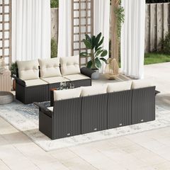 Σετ Καναπέ Κήπου με μαξιλάρι 8 pcs Μαύρο συνθετικό ρατάν 3347285