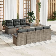 Σετ Καναπέ Κήπου με μαξιλάρι 8 pcs Γκρι συνθετικό ρατάν 3347286