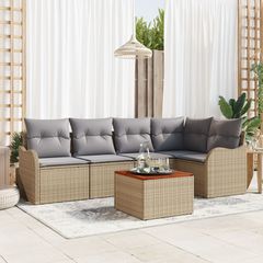 Σετ Καναπέ Κήπου με μαξιλάρι 6 pcs Μπεζ συνθετικό ρατάν 3347455