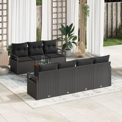 Σετ Καναπέ Κήπου με μαξιλάρι 8 pcs Μαύρο συνθετικό ρατάν 3347667