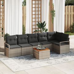 Σετ Καναπέ Κήπου με μαξιλάρι 7 pcs Γκρι συνθετικό ρατάν 3347713