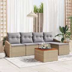 Σετ Καναπέ Κήπου με μαξιλάρι 6 pcs Μπεζ συνθετικό ρατάν 3347819