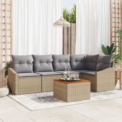 Σετ Καναπέ Κήπου με μαξιλάρι 6 pcs Μπεζ συνθετικό ρατάν 3347833