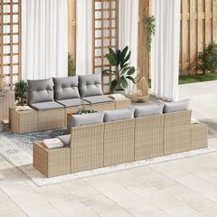 Σετ Καναπέ Κήπου με μαξιλάρι 8 pcs Μπεζ συνθετικό ρατάν 3347917