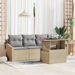 Σετ Καναπέ Κήπου 5 pcs μπεζ και ανοιχτό γκρι συνθετικό ρατάν 3348906