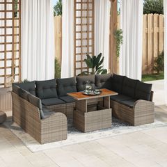 Σετ Καναπέ Κήπου με μαξιλάρι 10 pcs Γκρι 3349628