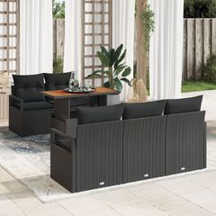 Σετ Καναπέ Κήπου με μαξιλάρι 6 pcs Μαύρο 3349652