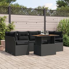 Σετ Καναπέ Κήπου με μαξιλάρι 7 pcs Μαύρο 3349666