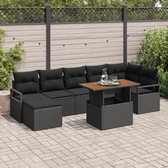Σετ Καναπέ Κήπου 8 pcs Μαύρο και Καφέ 3349743