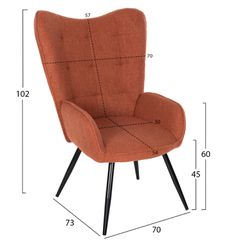 ΠΟΛΥΘΡΟΝΑ CRAWLEY ΜΕ ΥΠΟΠΟΔΙΟ HM8918.22 ΥΦΑΣΜΑ ΜΠΟΥΚΛΕ ΠΟΡΤΟΚΑΛΙ 70x74x105Υεκ.