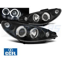 Φανάρια εμπρός PEUGEOT 206 02- ANGEL EYES ΜΑΎΡΟ CCFL