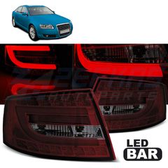 ΦΩΤΑ ΠΙΣΩ LED κόκκινα φυμέ ταιριάζει AUDI A6 C6 SEDAN 04.04-08 7PIN