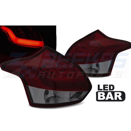 ΠΊΣΩ ΦΏΤΑ FORD FOCUS 3 11-10.14 HATCHBACK κόκκινα φυμέ LED BAR