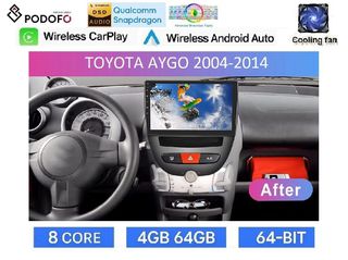 Toyota Aygo (2004-2014) Οθόνη 10" Android 15 | 4GB RAM + 64GB ROM | 8-Core Snapdragon | Ασύρματο CarPlay & Ασύρματο Android Auto GPS WiFi DSP FM/RDS