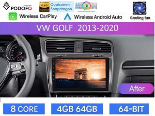Volkswagen Golf (2013-20)  Android Οθόνη 10" | Snapdragon 460 | 8-core | 4GB RAM + 64GB ROM | Ασύρματο CarPlay & Android Auto GPS WiFi DSP FM/RDS