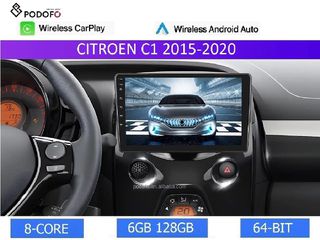 Citroen C1 από 2015- Android Car Radio 9" IPS Android 13, 8-Core, 6+128GB, Wireless CarPlay & Android Auto, GPS, WiFi, DSP, FM/RDS