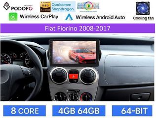 Fiat Fiorino (2008-2017), Οθόνη 10" Android 15 | 4GB RAM + 64GB ROM | 8-Core Snapdragon | Ασύρματο CarPlay & Ασύρματο Android Auto GPS WiFi DSP FM/RDS