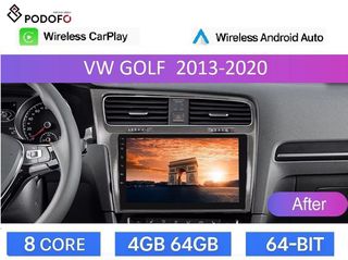 Volkswagen Golf (2013-20) Android Car Radio 10" 4+64GB 8-Core Ασύρματο CarPlay & Aσύρματο Android Auto GPS  WiFi DSP