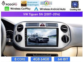 VW Tiguan (2007-2016) Android Οθόνη 9" | Snapdragon 460 | 4GB RAM + 64GB ROM | Ασύρματο CarPlay & Android Auto GPS WiFi DSP FM/RDS