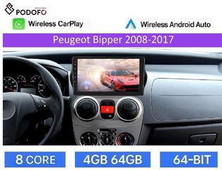 Peugeot Bipper (2008-2017), Android Car Radio 10" 4+64GB 8-Core Ασύρματο CarPlay & Aσύρματο Android Auto, GPS, WiFi, DSP