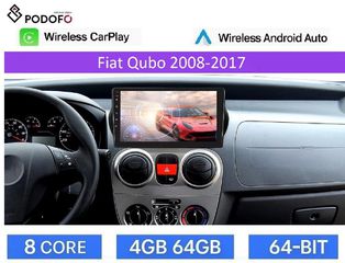 Fiat Qubo (2008-2017), 10.1" Podofo Android 4+64GB 8-Core Ασύρματο CarPlay & A A, GPS, WiFi, DSP