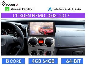 Citroen Nemo (2008-2017), Android Car Radio 10" 4+64GB  8-Core Ασύρματο CarPlay & Aσύρματο Android Auto, GPS, WiFi, DSP