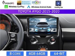 Toyota Aygo από 2015- Οθόνη 9" Android 15 | 4GB RAM + 64GB ROM | 8-Core Snapdragon | Ασύρματο CarPlay & Ασύρματο Android Auto GPS WiFi DSP FM/RDS