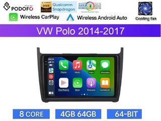 VW Polo (2014-2017) Οθόνη 9" Android 15 | 4GB RAM + 64GB ROM | 8-Core Snapdragon | Ασύρματο CarPlay & Ασύρματο Android Auto GPS WiFi DSP FM/RDS