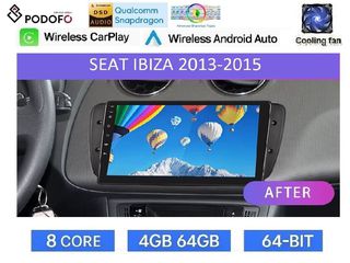SEAT IBIZA (2013-2015) Android Οθόνη 9" | Snapdragon 460 | 8-core | 4GB RAM + 64GB ROM | Ασύρματο CarPlay & Android Auto GPS WiFi DSP FM/RDS