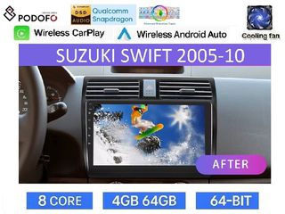 SUZUKI SWIFT (2005-10) Οθόνη 10" Android 15 | 4GB RAM + 64GB ROM | 8-Core Snapdragon | Ασύρματο CarPlay & Ασύρματο Android Auto GPS WiFi DSP FM/RDS