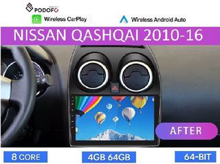 Nissan Qashqai (2006-2013) Android Car Radio 9" 4+64GB 8-Core Ασύρματο CarPlay & Aσύρματο Android Auto GPS  WiFi DSP FM/RDS