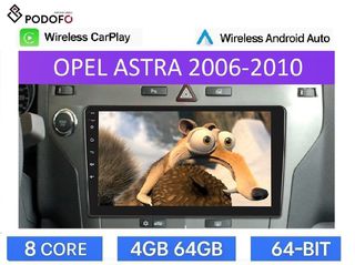 Opel Astra (2006-2010) Android Car Radio 9" 4+64GB 8-Core Ασύρματο CarPlay & Aσύρματο Android Auto GPS  WiFi DSP FM/RDS