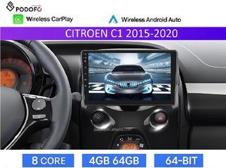 Citroen C1 από 2015- Android Car Radio 9" 4+64GB 8-Core Ασύρματο CarPlay & Aσύρματο Android Auto GPS  WiFi DSP