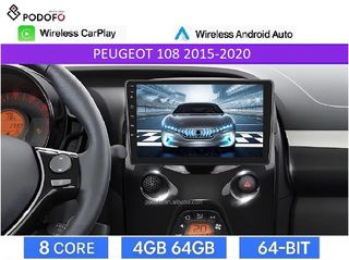 Peugeot 108 από 2015- Android Car Radio 9" 4+64GB 8-Core Ασύρματο CarPlay & Aσύρματο Android Auto GPS  WiFi DSP