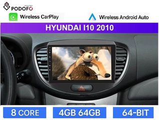 Hyundai i10 (2008-14) Android Car Radio 9" 4+64GB 8-Core Ασύρματο CarPlay & Aσύρματο Android Auto GPS  WiFi DSP