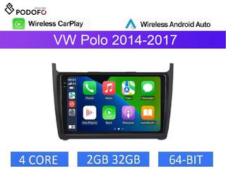 VW Polo (2014-2017) 9" οθόνη Android 2+32GB Ασύρματο CarPlay & Android Auto GPS WiFi EQ
